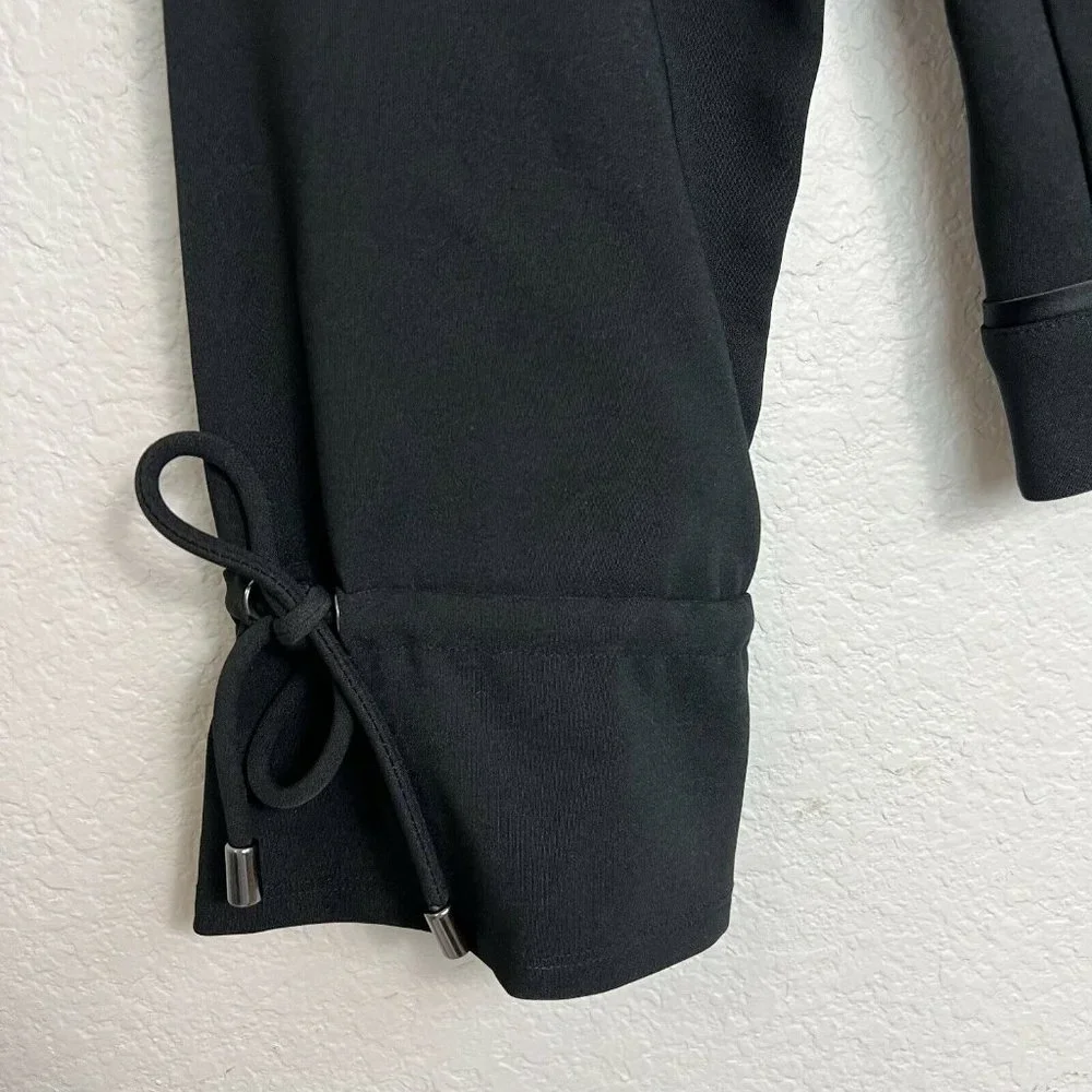 H by Halston Zip Front Bomber Jacket Size 4 Drawstring Sleeves Black A350234 - Picture 7 of 12